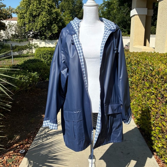 Rain Slicks Classic Blue Hooded Raincoat 2X - Picture 2 of 5